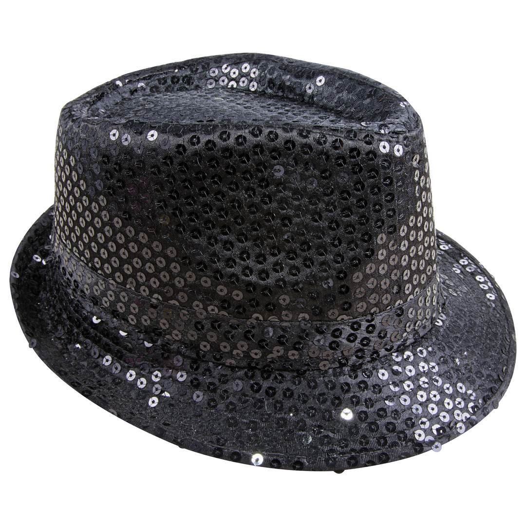 Pailletten-Borsalino-Hut - Erwachsene - schwarz