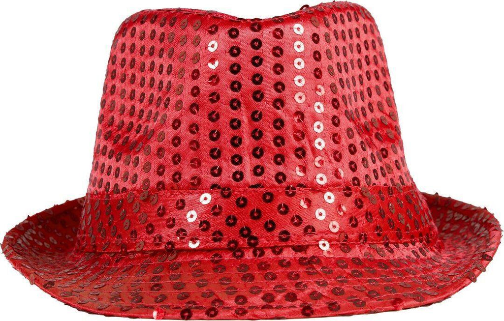 Chapeau borsalino à sequins - adulte - rouge