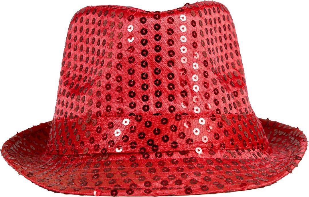 Pailletten-Borsalino-Hut – Erwachsene – Rot