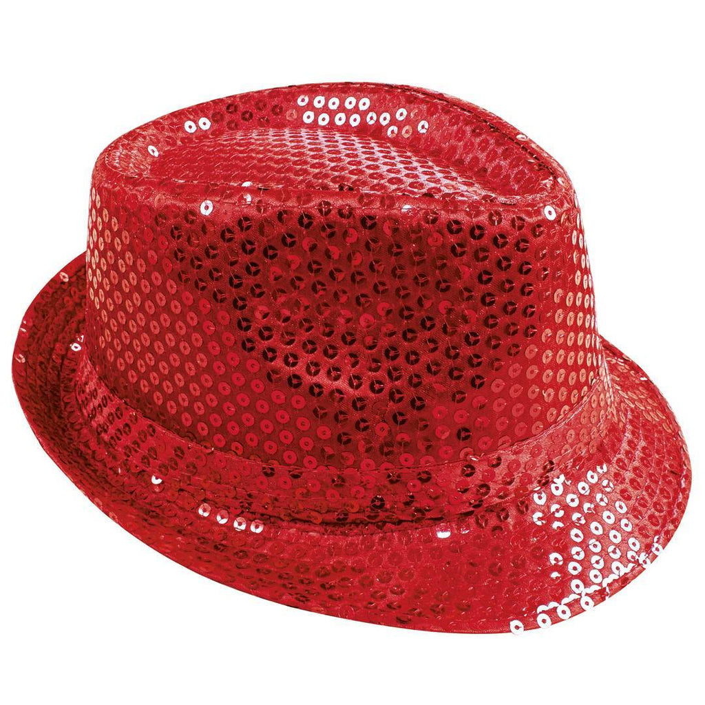 Chapeau borsalino à sequins - adulte - rouge