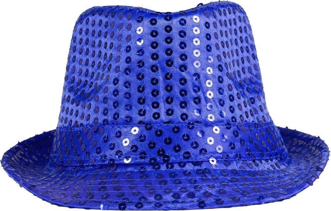 Pailletten-Borsalino-Hut – Erwachsene – Blau