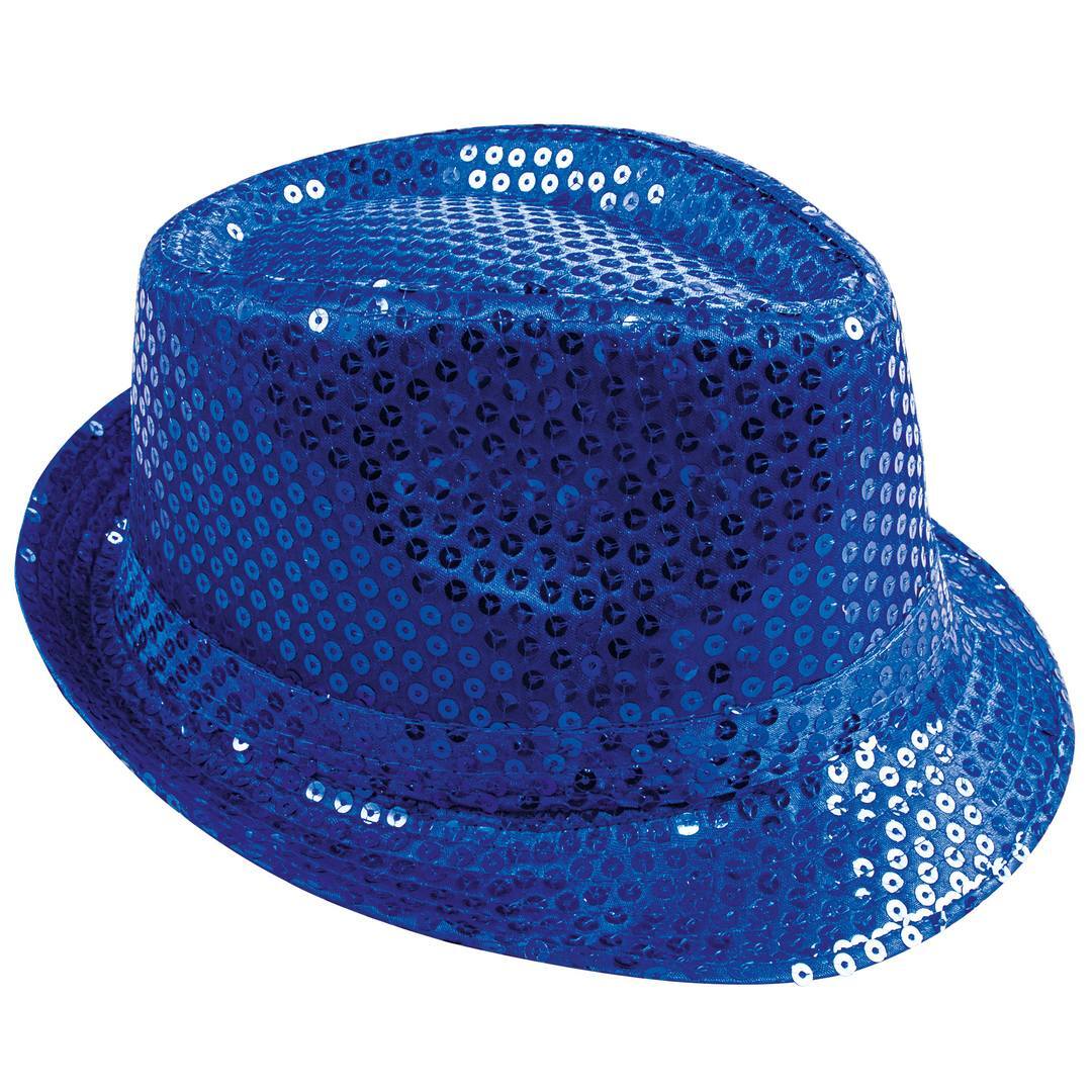 Pailletten-Borsalino-Hut – Erwachsene – Blau