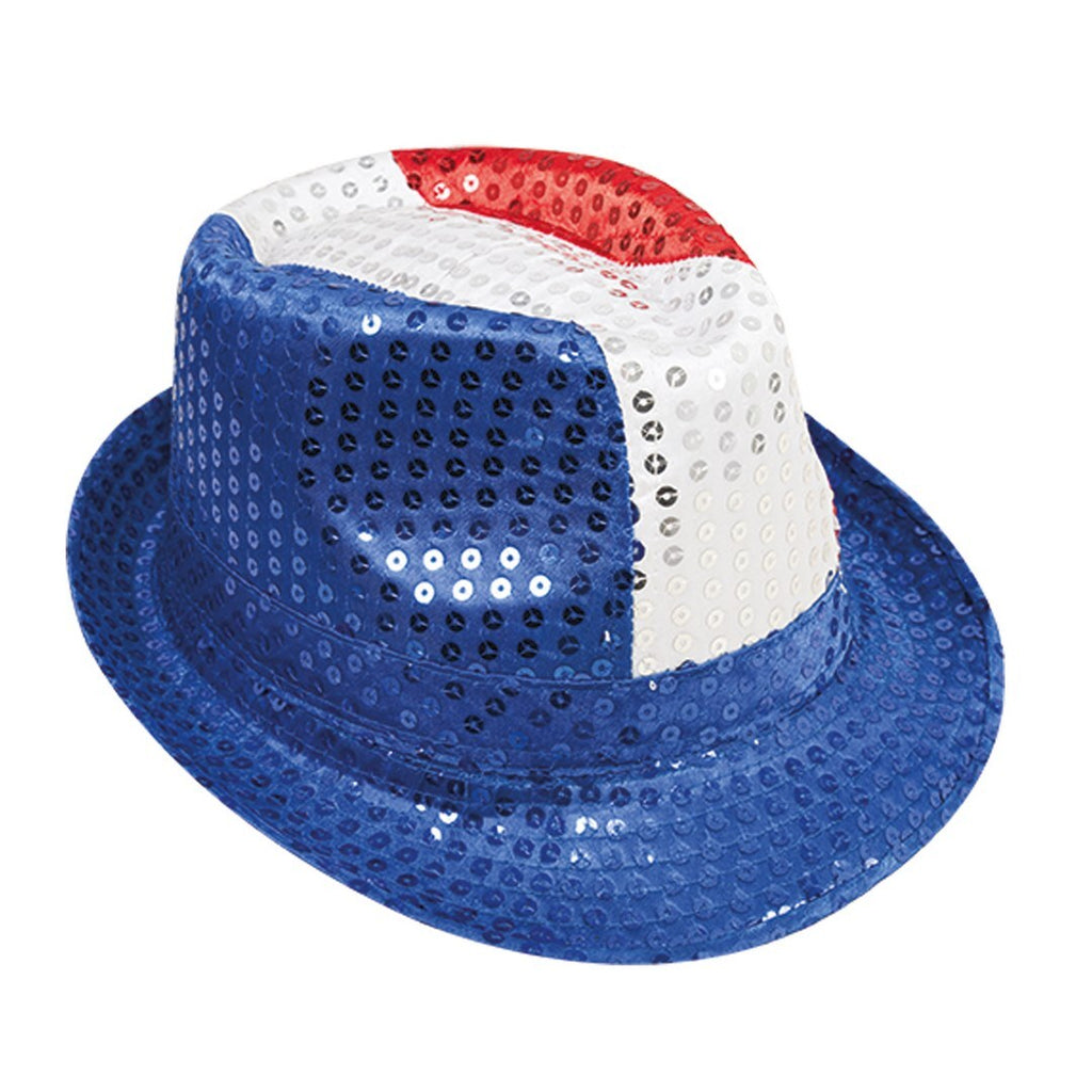 Borsalino-Paillettenhut – Erwachsene – blau, weiß, rot