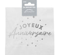 Serviettes de table x24 métallisée Argent joyeux anniversaire