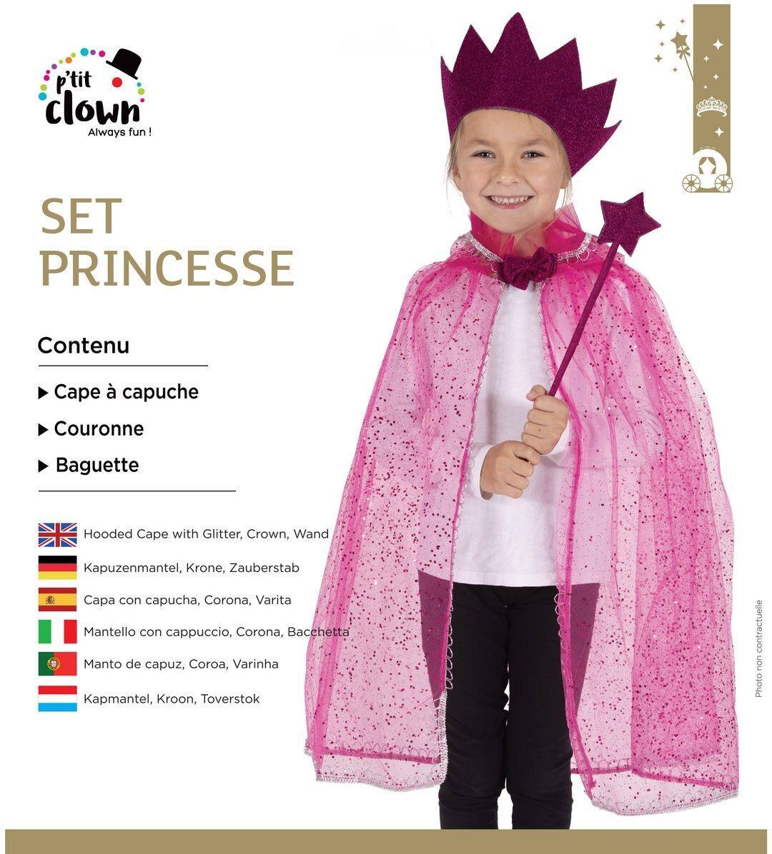 Set Prinzessin - Kind - rosa - Einheitsgröße