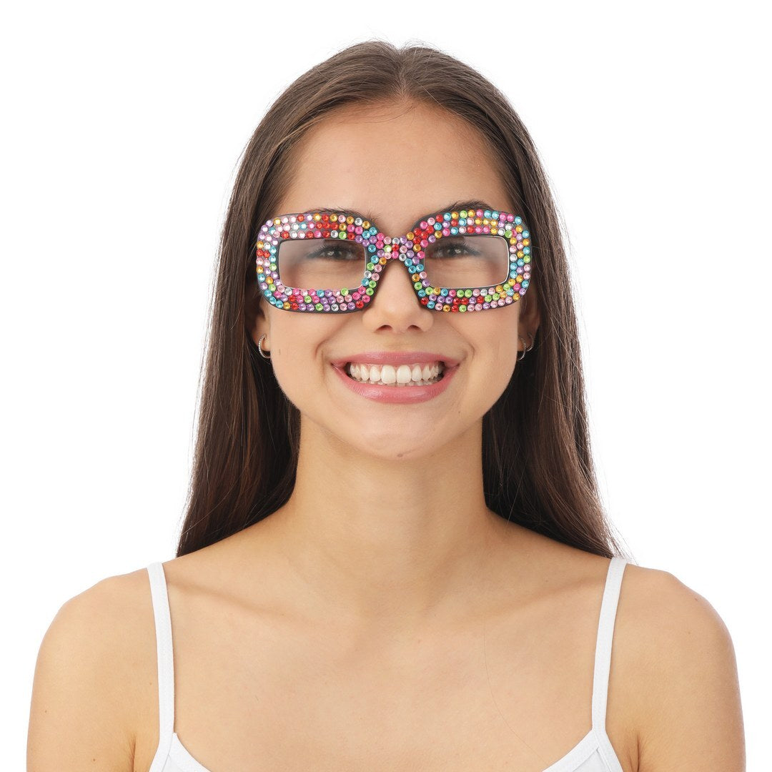 Lunettes fantaisie à strass - multicolore