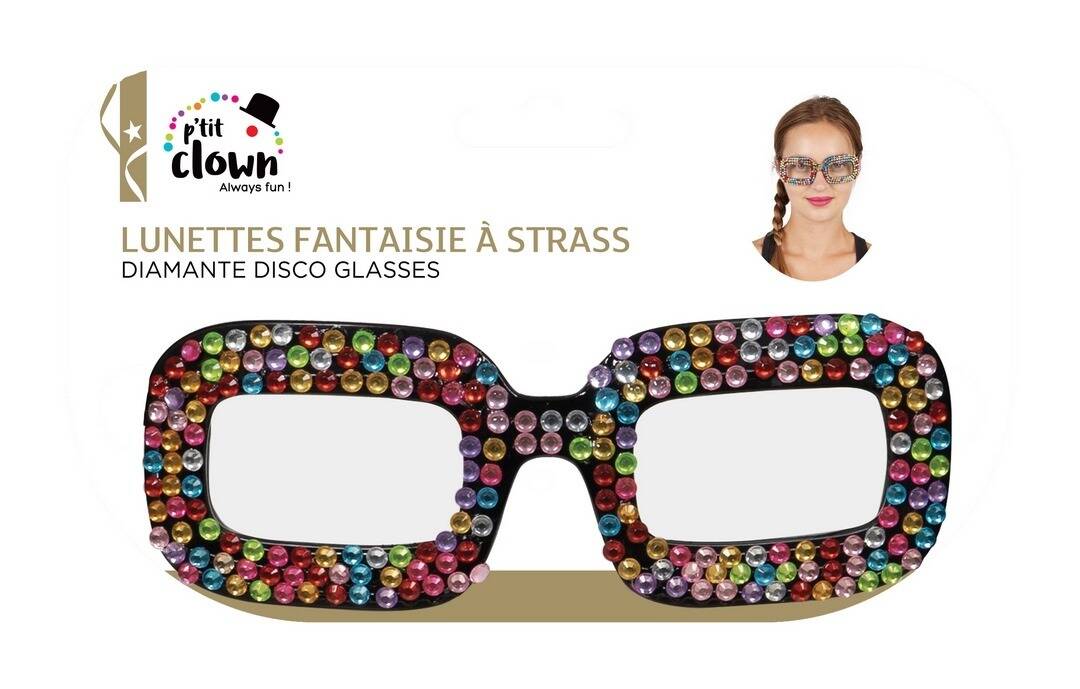 Lunettes fantaisie à strass - multicolore
