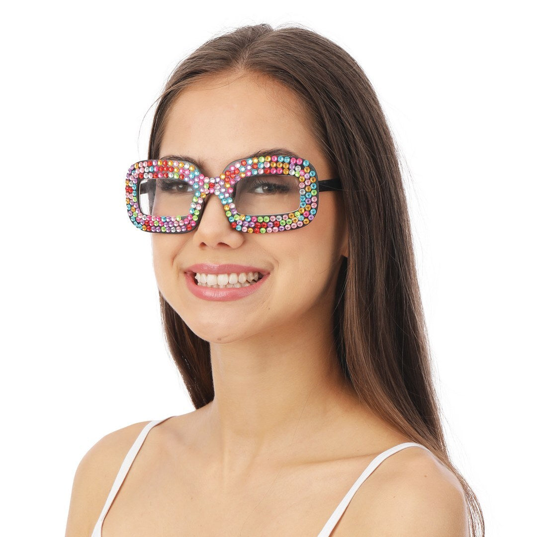 Lunettes fantaisie à strass - multicolore