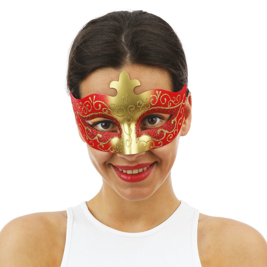 Venezianische Maske - rot, gold