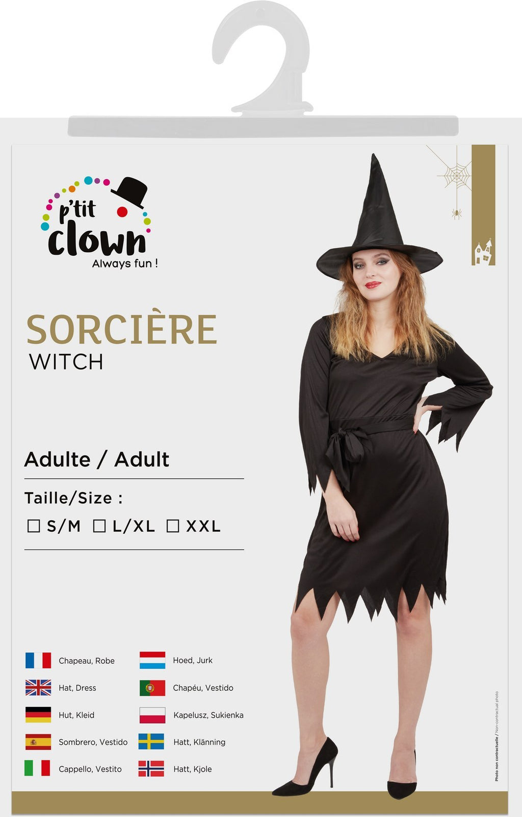 Costume sorcière simple - noir - adulte