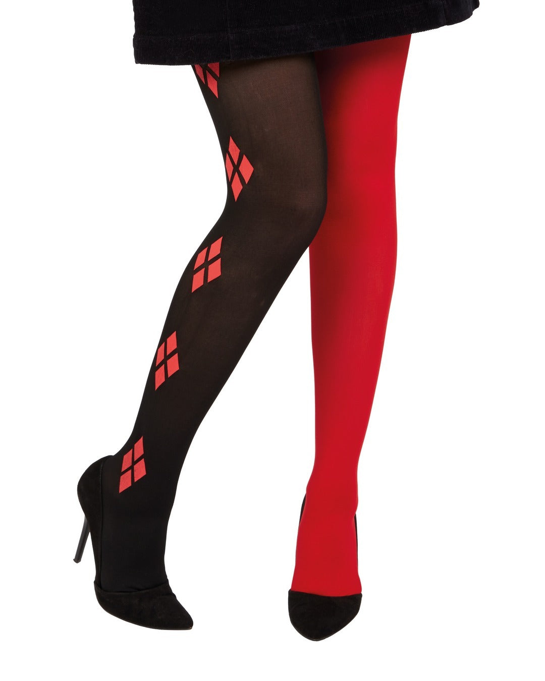 Blickdichte Harlekin-Strumpfhose – rot, schwarz