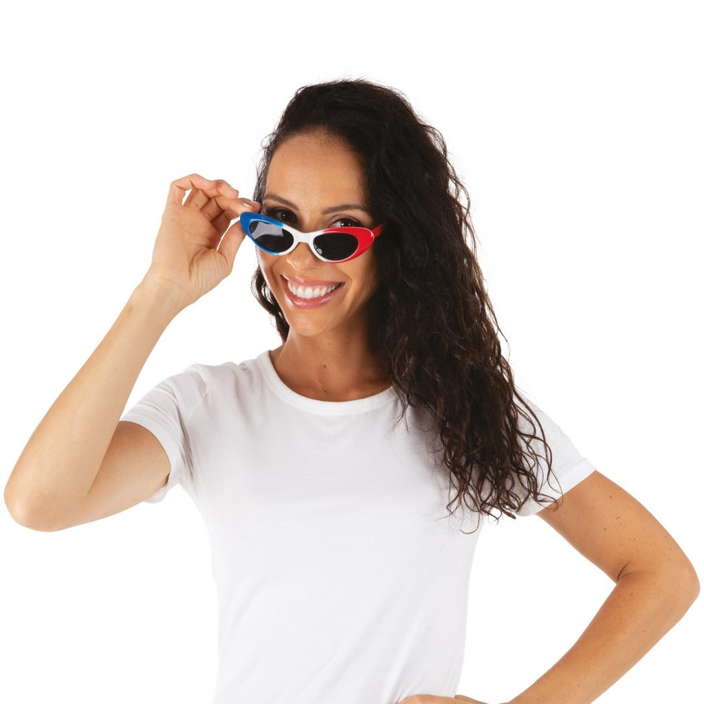 Lunettes bleu, blanc, rouge - femme