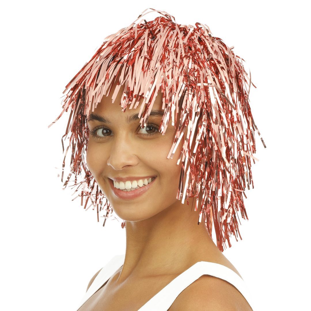 Perruque disco métallique - rose gold