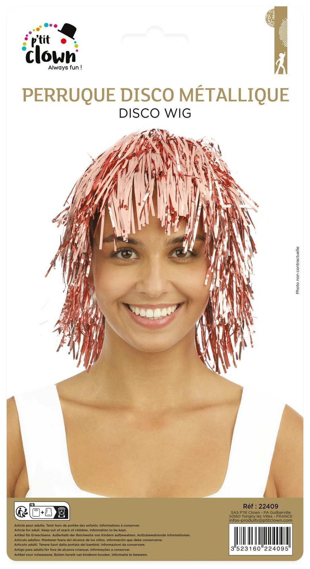 Perruque disco métallique - rose gold