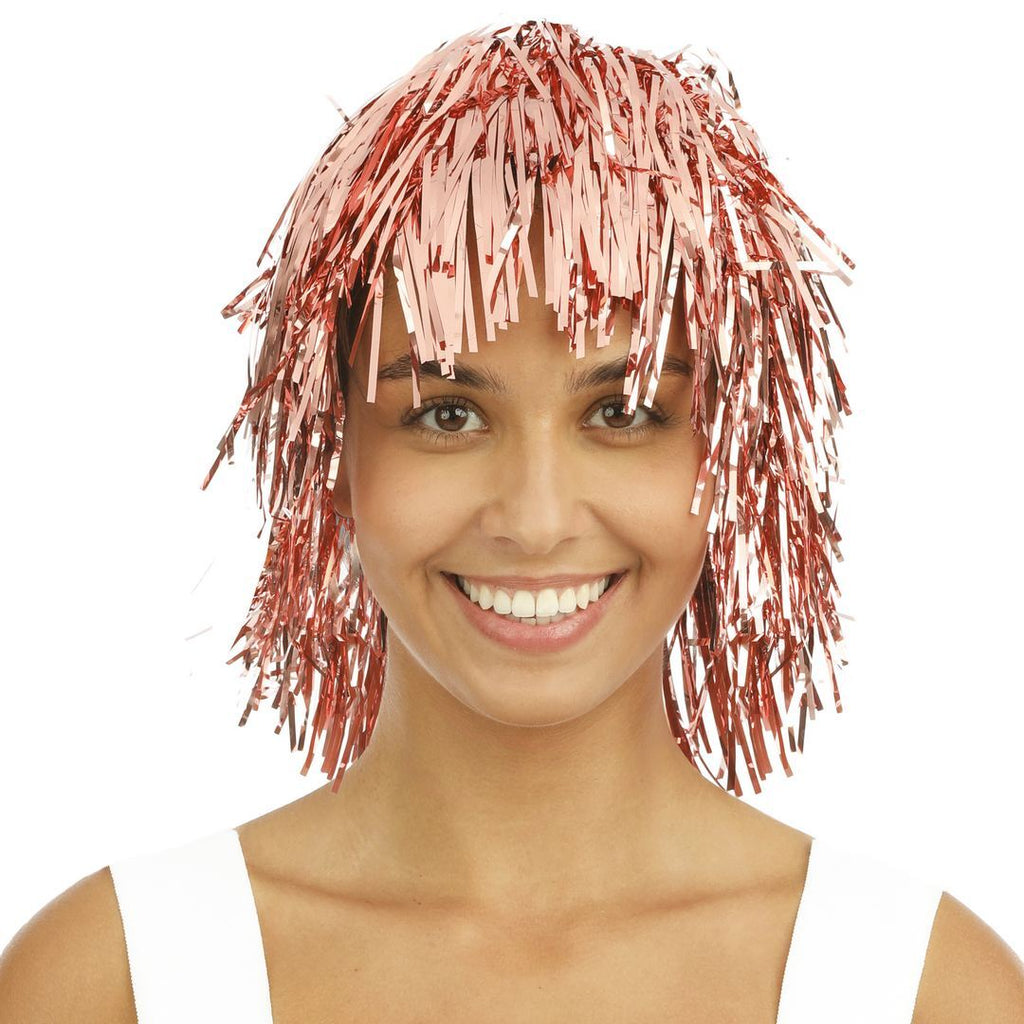 Perruque disco métallique - rose gold