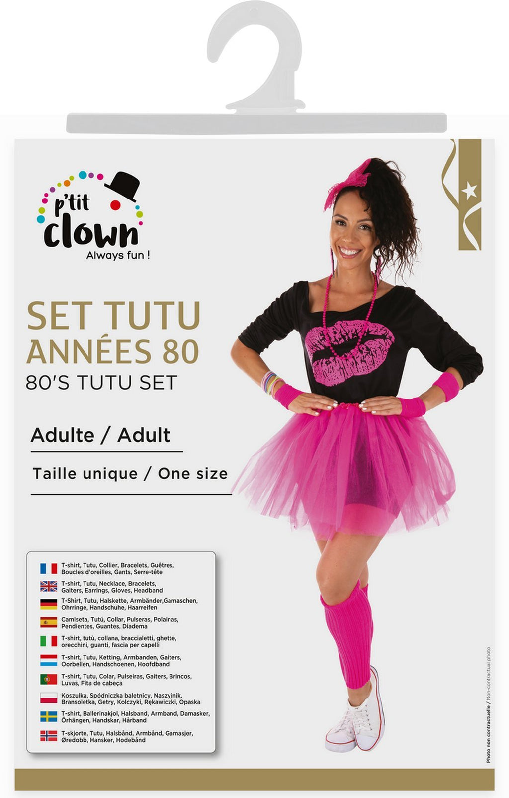 80s Tutu Costume - Adult - One Size - Neon Pink