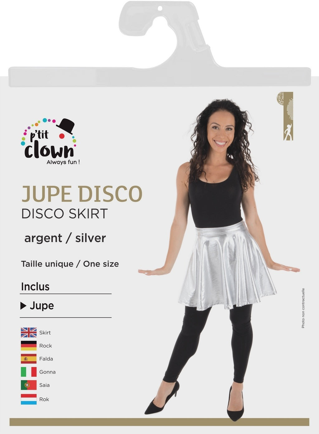 Jupe disco - adulte - taille unique - argent
