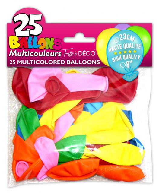 25 Luftballons in verschiedenen Farben