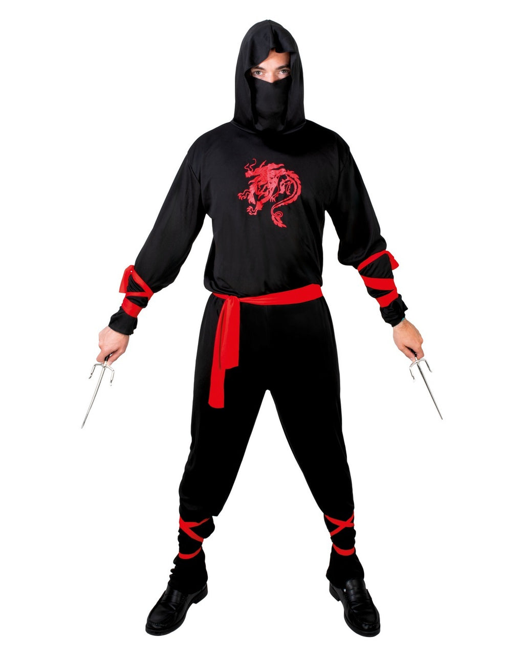 Costume ninja - noir, rouge - homme