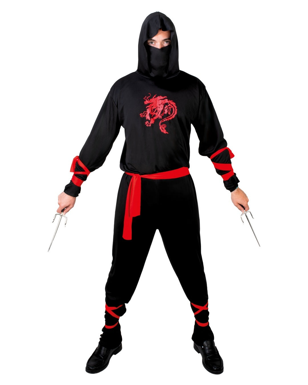 Costume ninja - noir, rouge - homme
