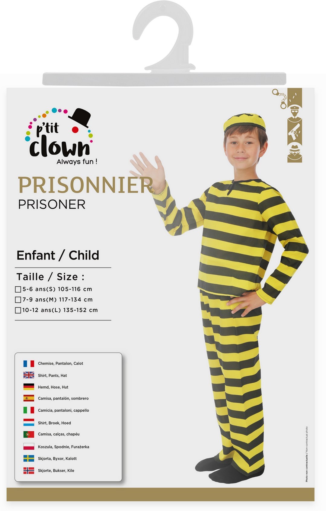 Costume prisonnier - noir, jaune - enfant