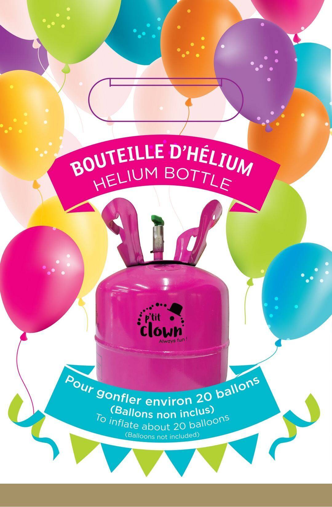 Einweg-Heliumflasche – 20 Ballons, 0,14 m³ Fassungsvermögen