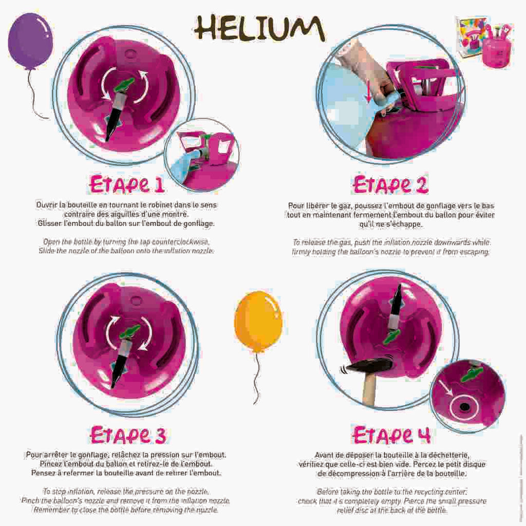 Bouteille d'hélium jetable - capacité 20 ballons, 0,14 m3