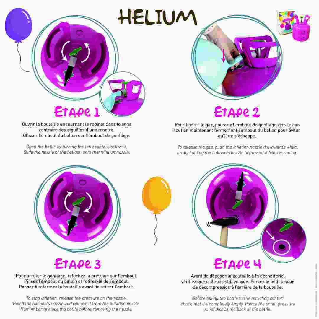 Bouteille d'hélium jetable - capacité 20 ballons, 0,14 m3