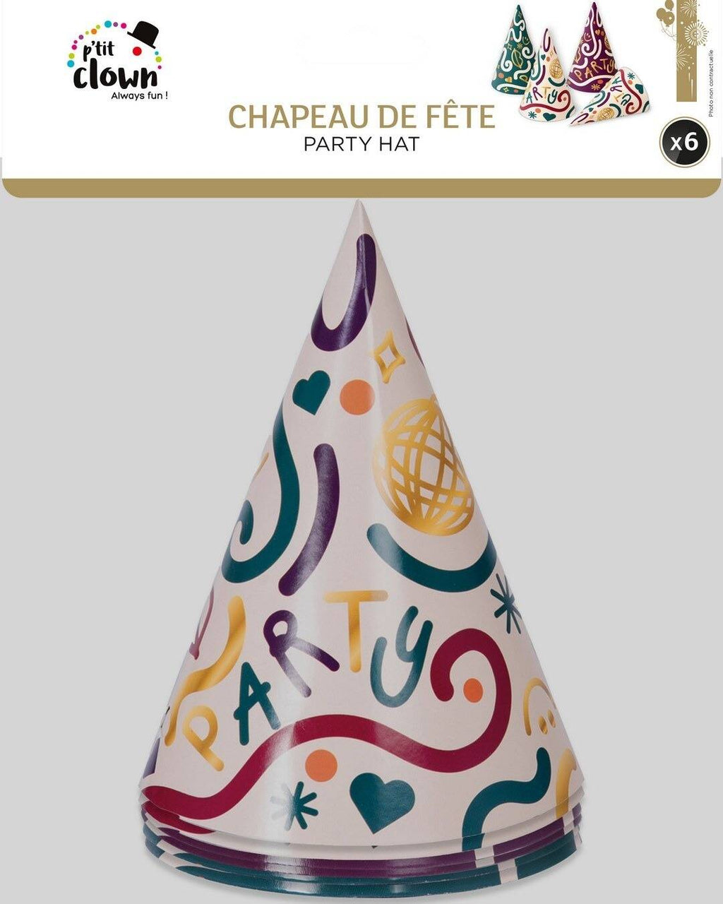 Chapeau carton pointu - 16 cm - lot de 6