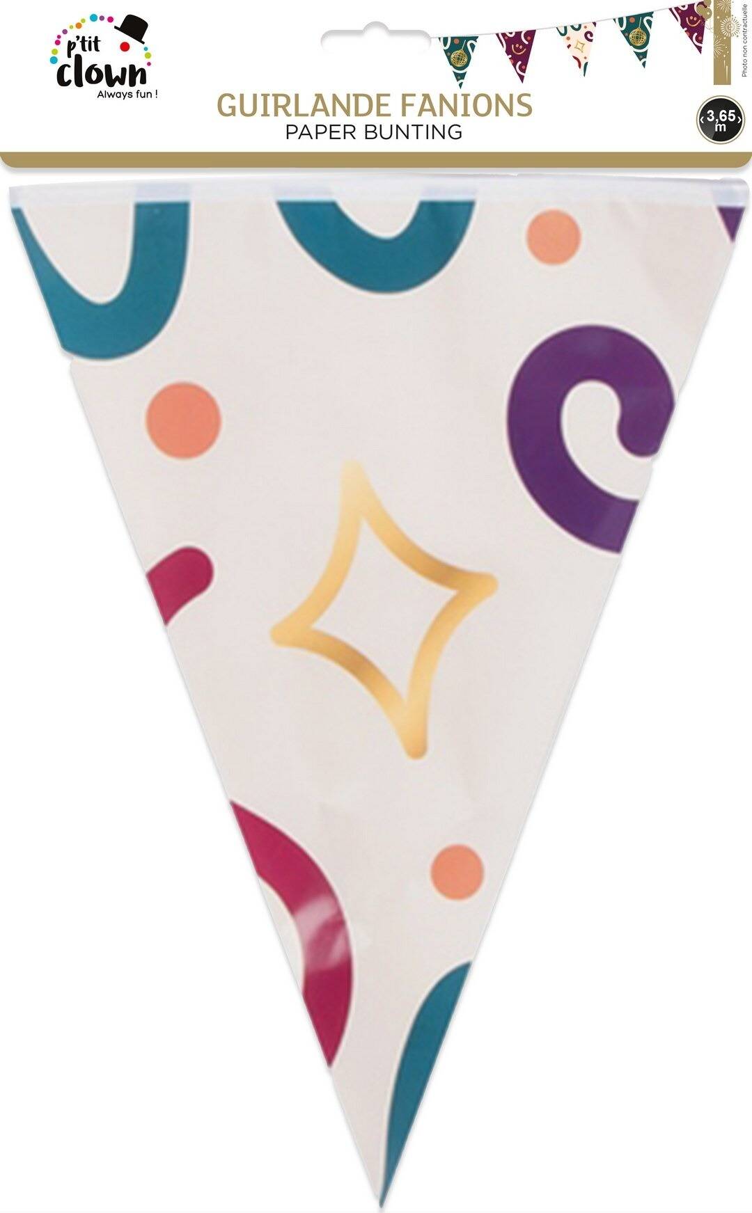Wimpelkette aus Papier – 3,65 m