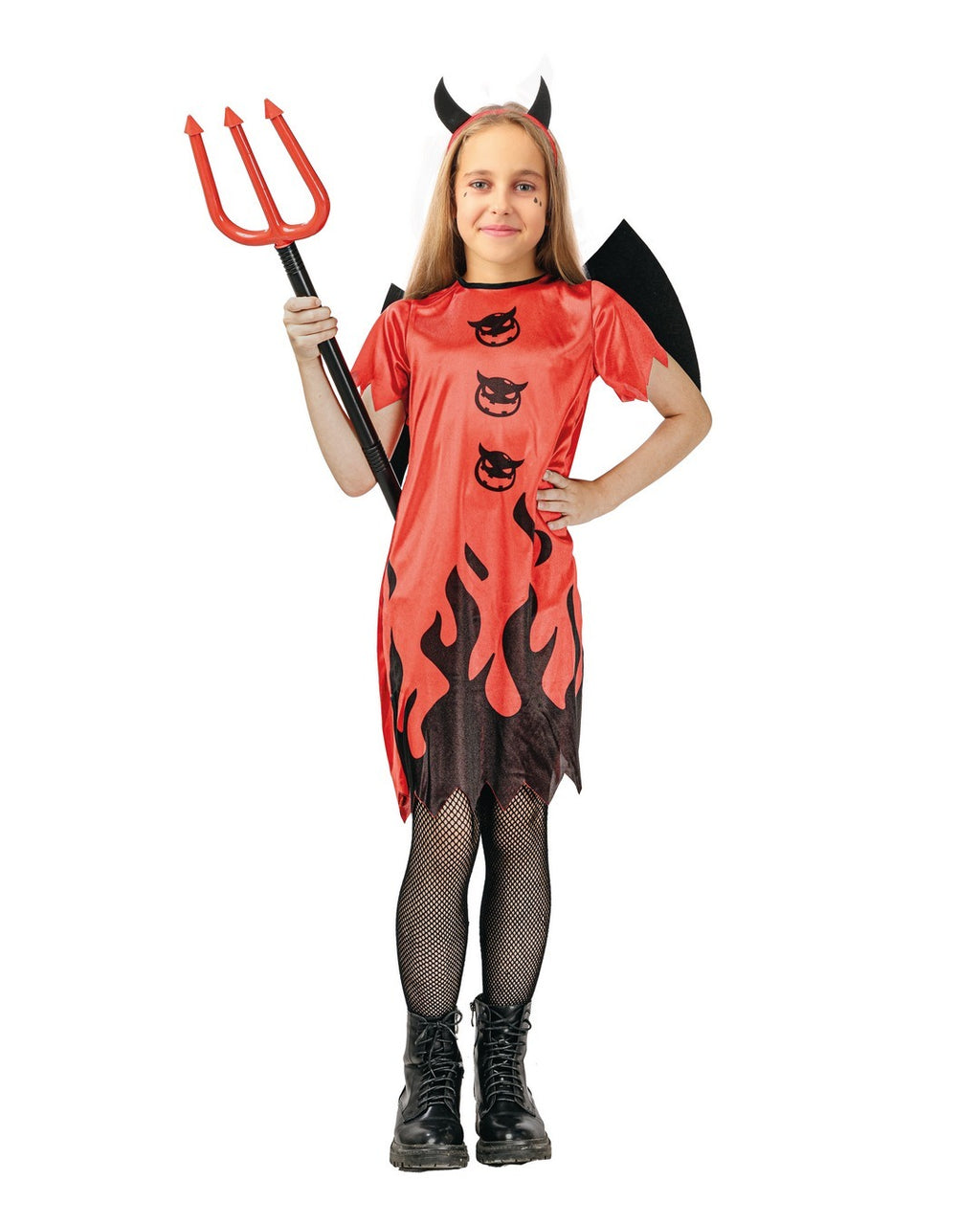 Teufelin Kostüm - rot, schwarz - Mädchen