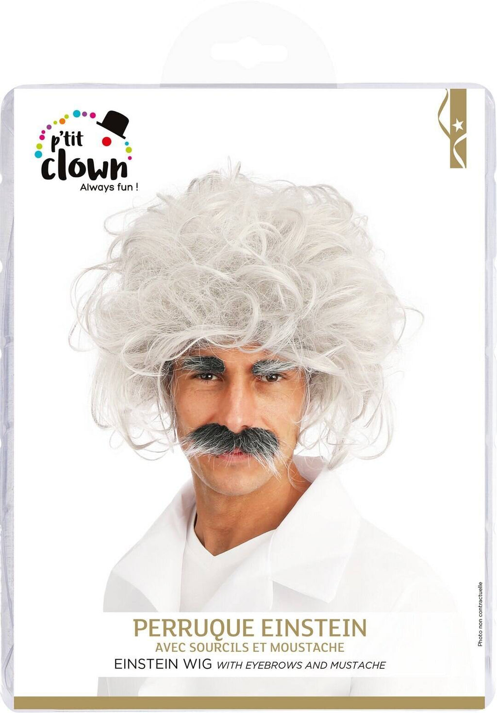 Einstein wig with eyebrows and mustache