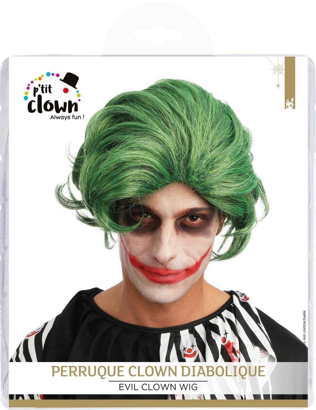 Perruque de clown diabolique - vert
