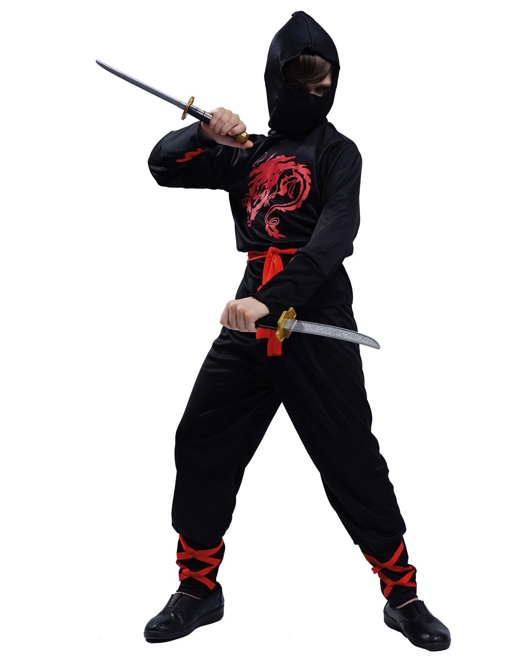 Ninja-Kostüm - Kinder - schwarz, rot