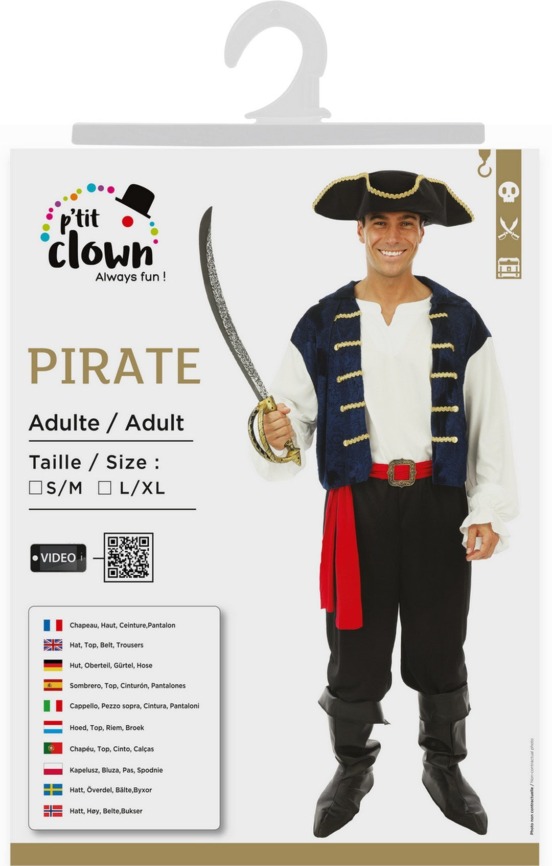 Piratenkostüm - blau - Herren