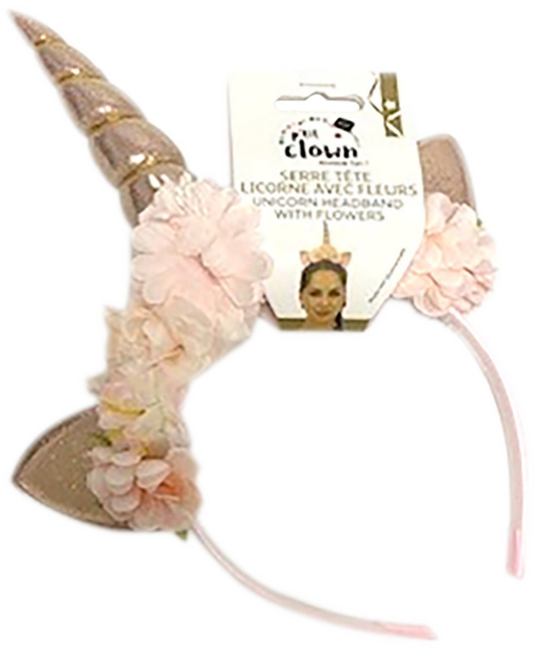 Einhorn-Haarreif - Mit rosa Blüten
