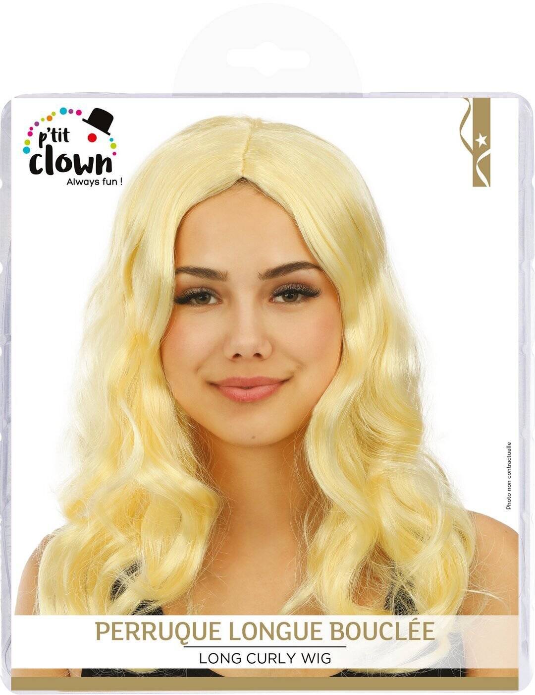 Perruque longue bouclée sans frange - blond