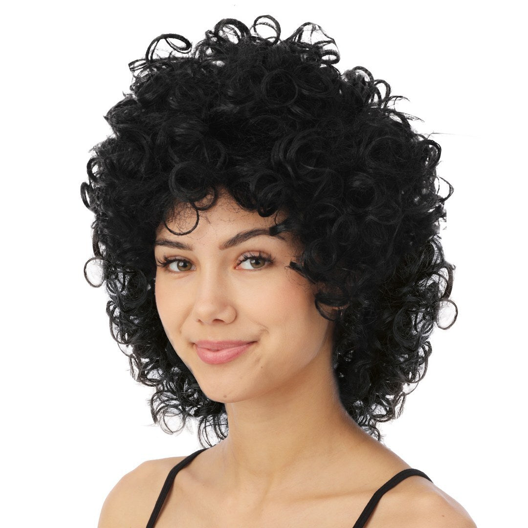 Medium-length curly wig - black