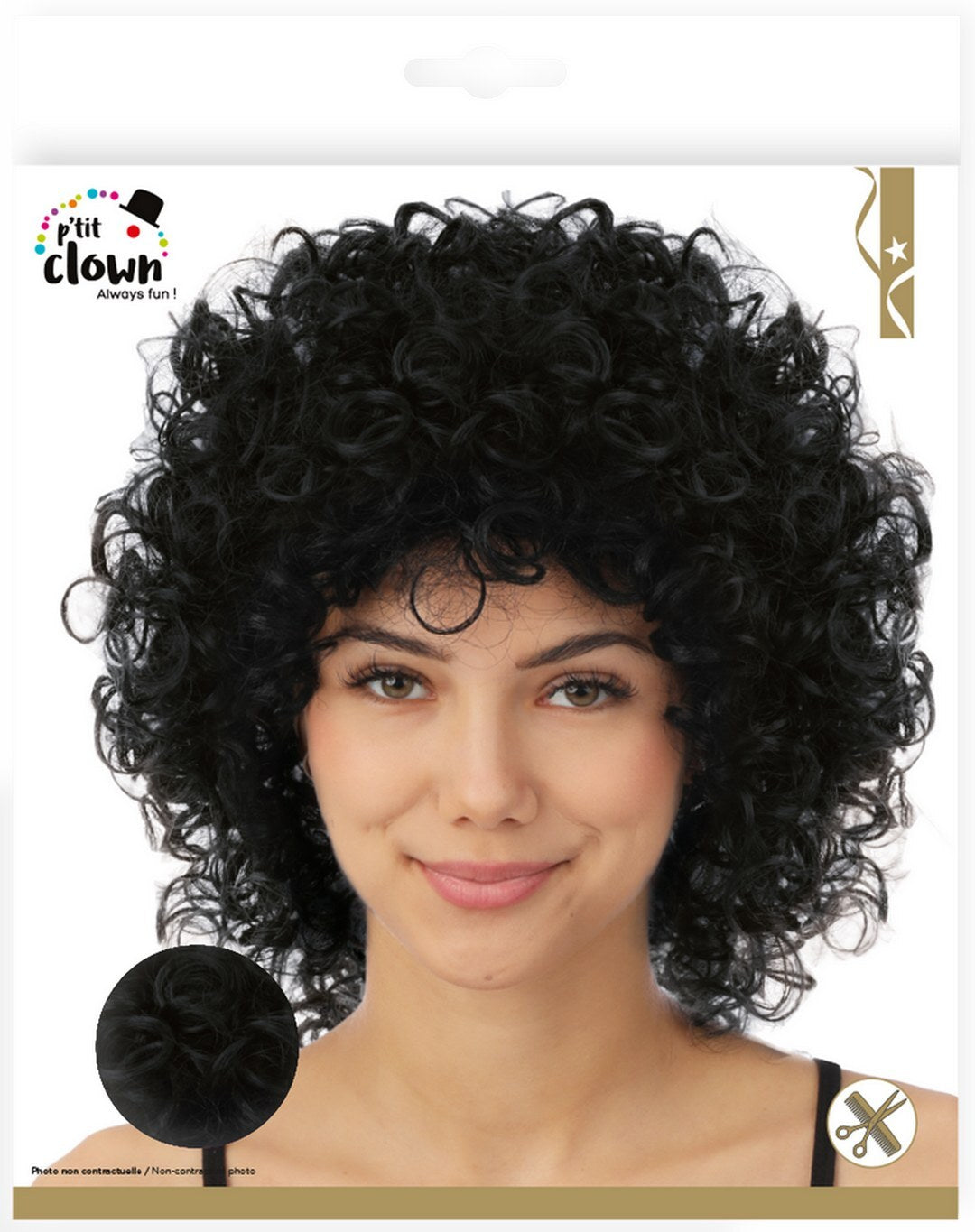 Medium-length curly wig - black