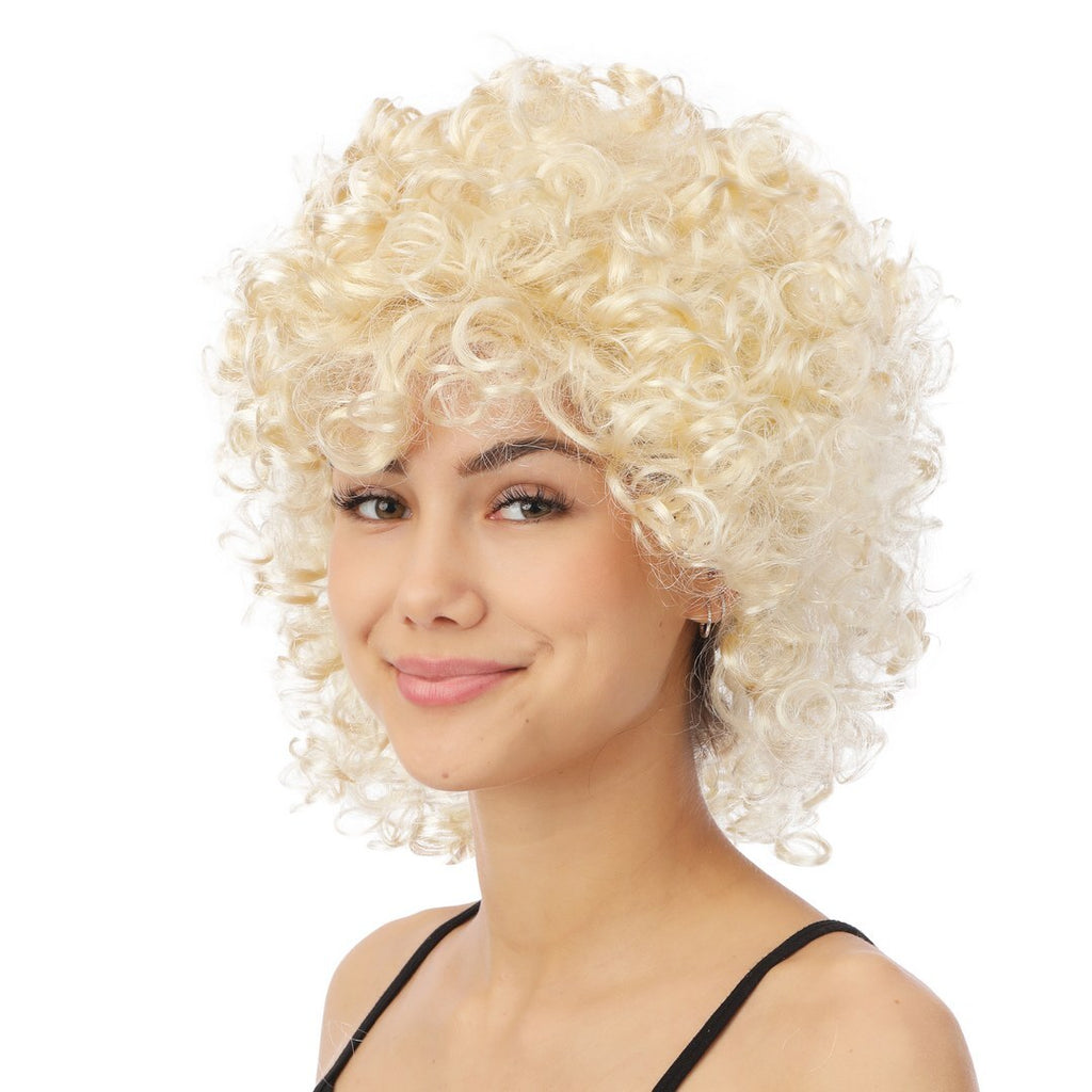 Perruque mi-longue frisée - blond