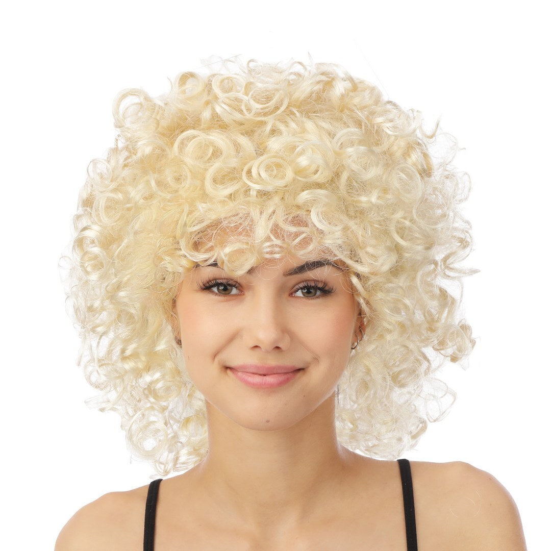 Perruque mi-longue frisée - blond