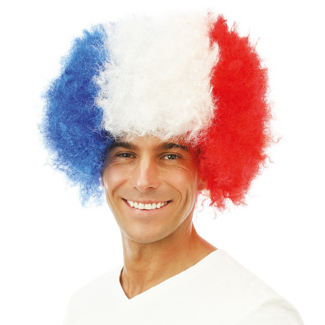 Afro wig - blue, white, red