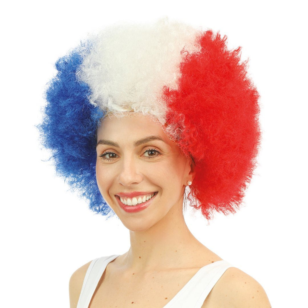 Afro wig - blue, white, red