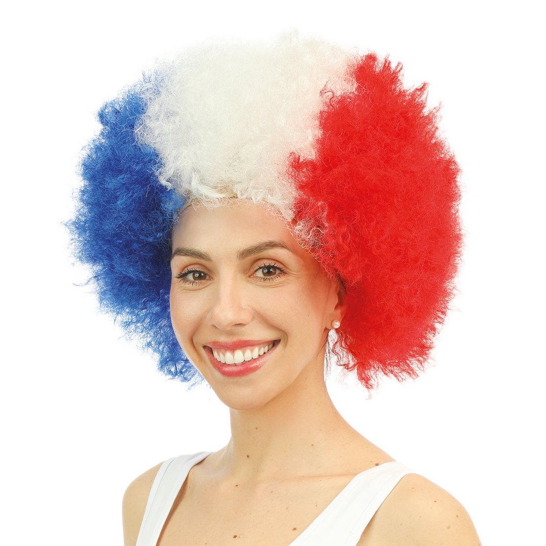 Afro wig - blue, white, red