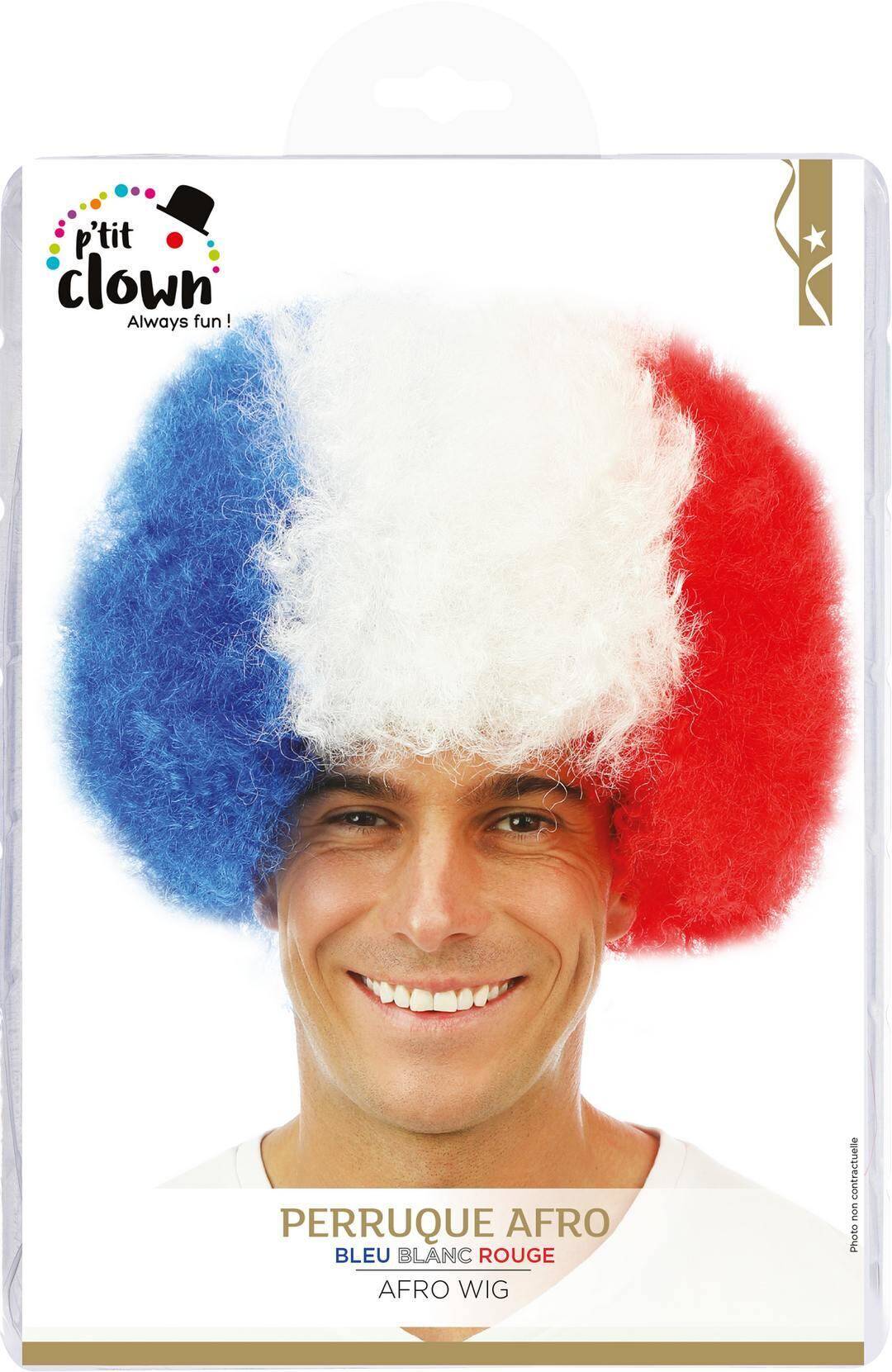 Afro wig - blue, white, red