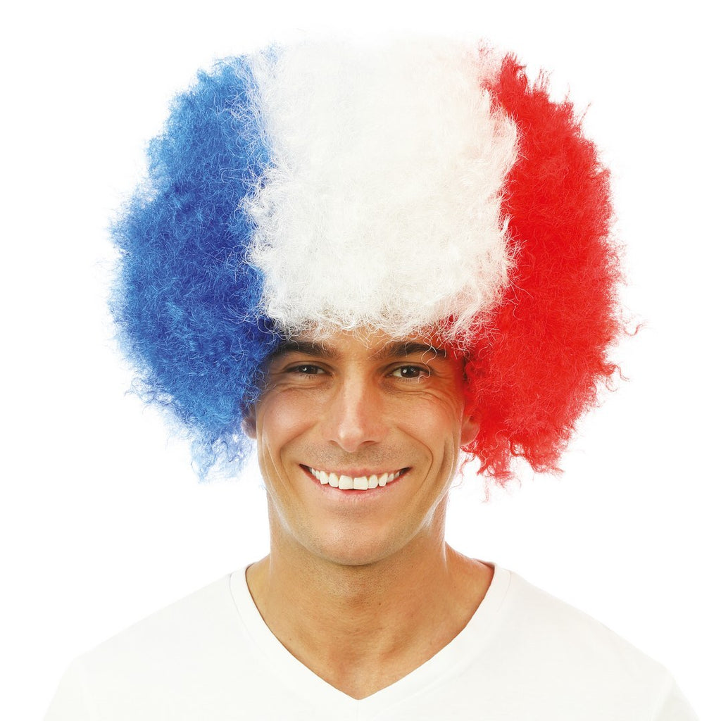 Afro wig - blue, white, red