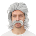 Perruque mi-longue avec moustache - gris