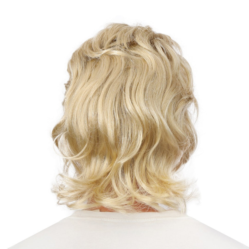 Halblange Perücke mit Schnurrbart - blond