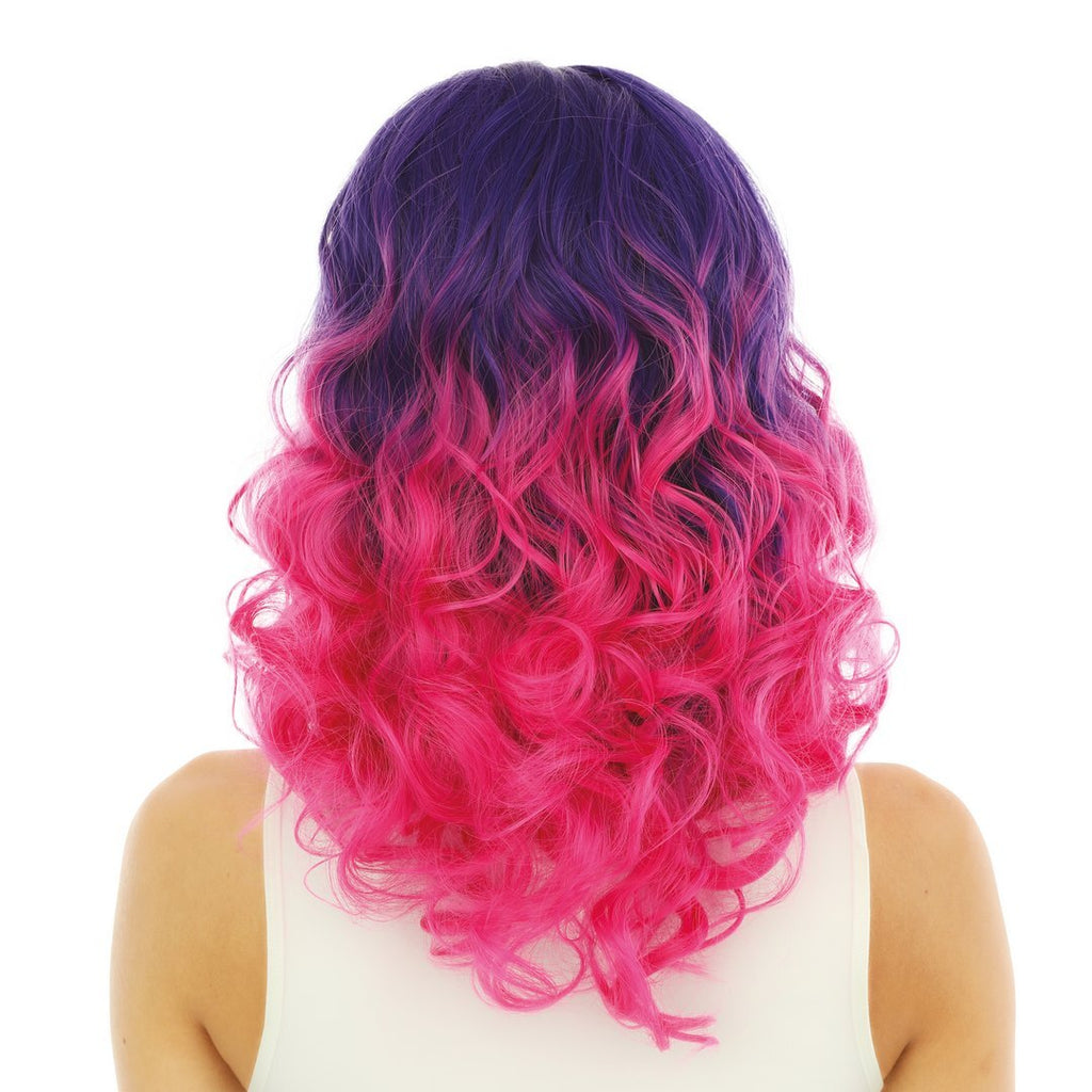 Perruque longue bouclée - luxe - violet, rose