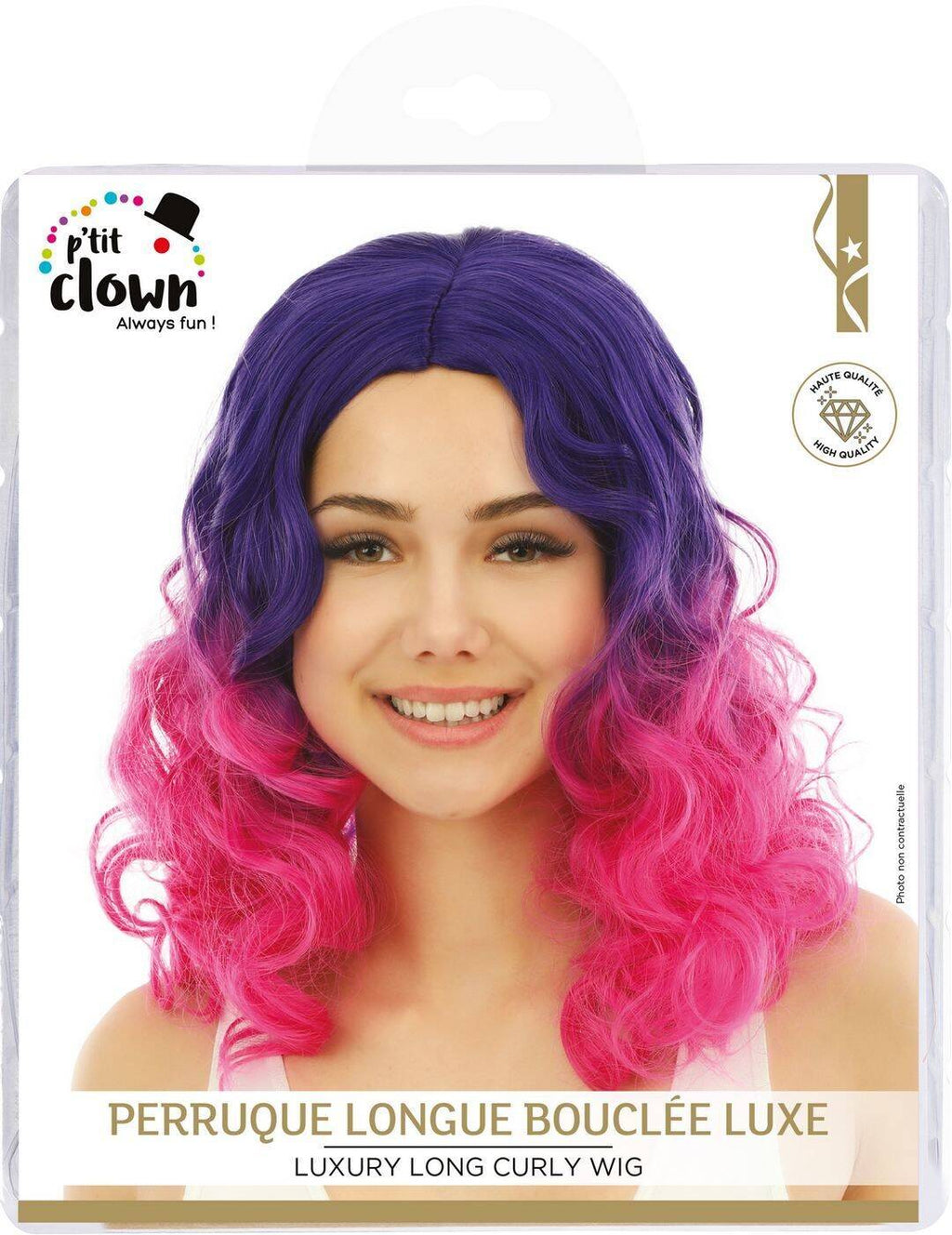 Perruque longue bouclée - luxe - violet, rose